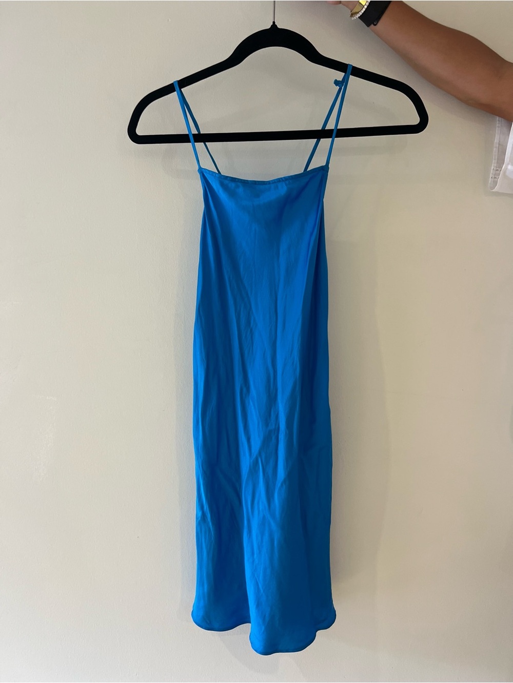 SILK Slip Mini Dress in Bright Blue